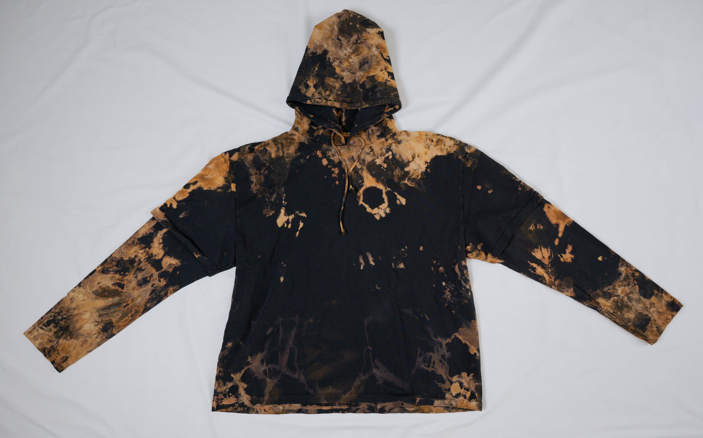 oversized black layered sleeve hoodie