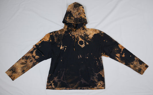 oversized black layered sleeve hoodie